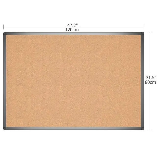 Alt view image 2 of 7 - Cork Notice Board, 48 X 32 Inches, Cork Bulletin Board with Black Aluminium Frame