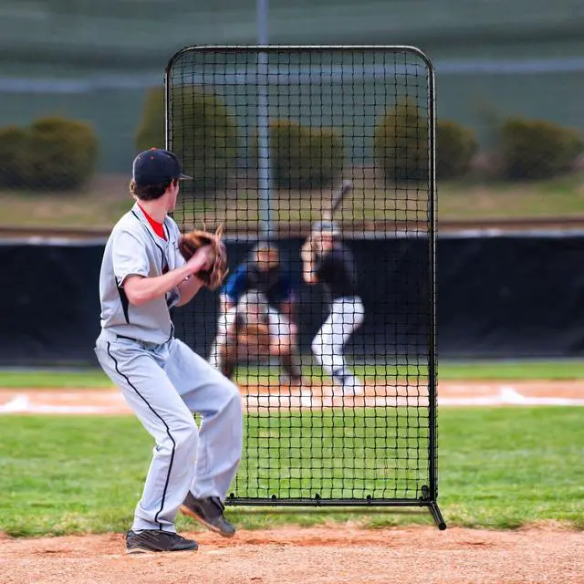 Alt view image 6 of 7 - Batting Screen - Baseball & Softball Protector with Carry Bag & Ground Stakes, Pitching Net for Pitchers Protection