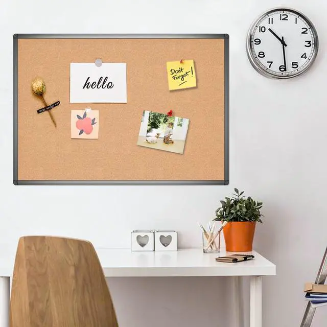 Alt view image 6 of 7 - Cork Notice Board, 48 X 36 Inches, Cork Bulletin Board with Black Aluminium Frame