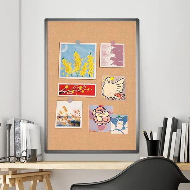 Alt view image 7 of 7 - Cork Notice Board, 48 X 36 Inches, Cork Bulletin Board with Black Aluminium Frame