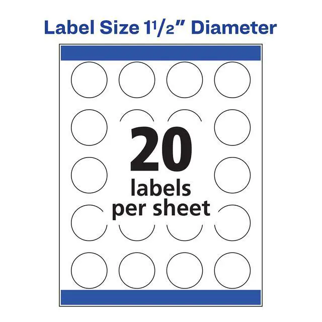 Alt view image 6 of 7 - Round Labels, White, 1-1/2" | Sure Feed Technology | Permanent Adhesive | 400 Labels, Pack of 5