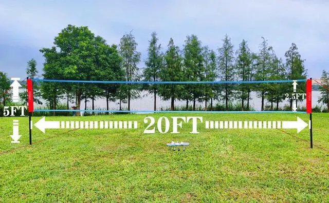 Alt view image 2 of 6 - Badminton Sets for Backyard - 20FT Net and Badminton Racket Set of 4 | Portable Badminton Net with Tension Adjuster, 3 Nylon Shuttlecocks, Boundary Line, Carry Bag for Beach, Outdoor Family Game
