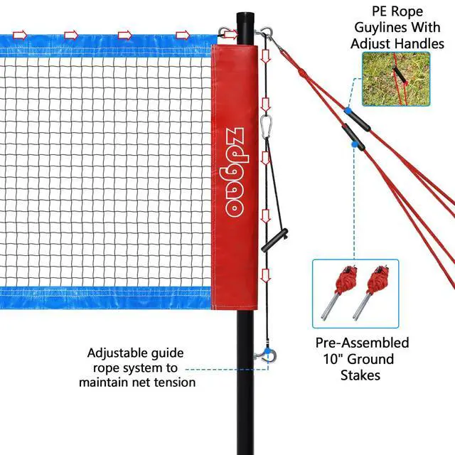 Alt view image 5 of 6 - Badminton Sets for Backyard - 20FT Net and Badminton Racket Set of 4 | Portable Badminton Net with Tension Adjuster, 3 Nylon Shuttlecocks, Boundary Line, Carry Bag for Beach, Outdoor Family Game