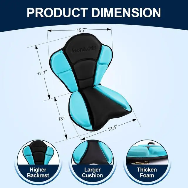 Alt view image 6 of 7 - Thickened Kayak Seat with Back Support, Sit On Top Cushioned Canoe Backrest Molded Foam Seat for SUP Paddle Board Fishing Boat Long Trip