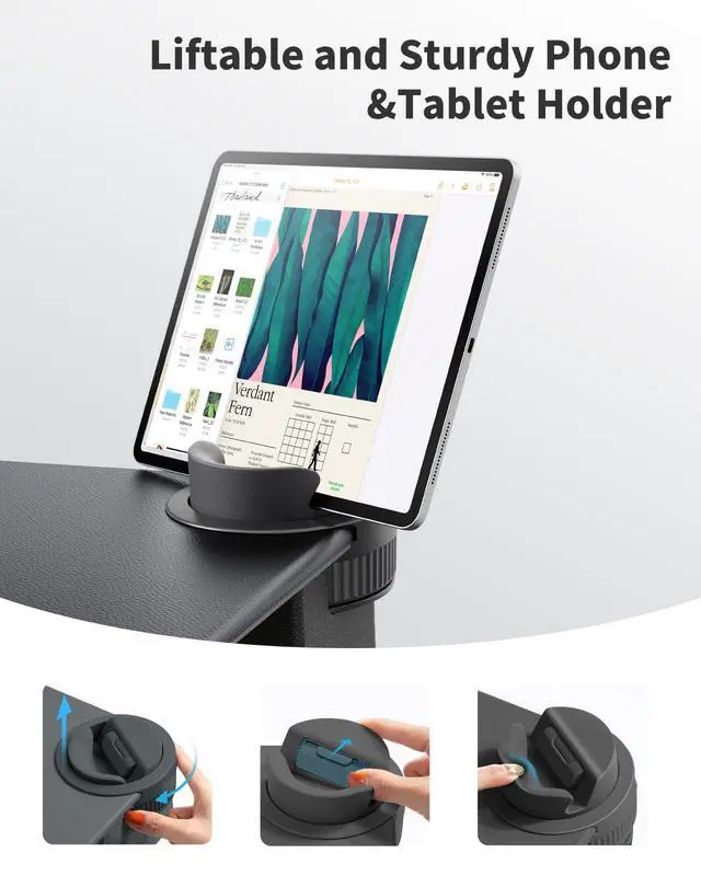 Alt view image 3 of 7 - Laptop Lap Desk with External Monitor Holder Fits Up to 17" Laptops | Lightweight Lap Tray Table Stand with Soft Leather Wrist Pad, Lap Desk with Cushion for Home Office Working/Gaming On Couch