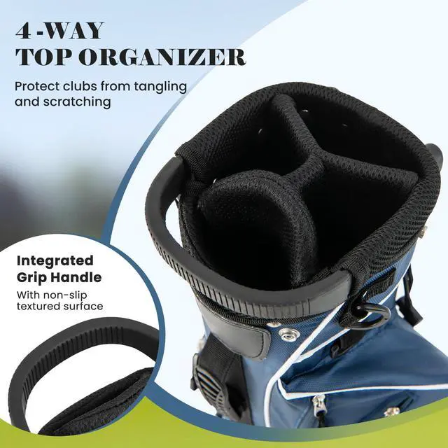 Alt view image 4 of 7 - Golf Stand Bag, Lightweight Organized Golf Bag, Easy Carry Shoulder Bag with 4 Way Dividers and 4 Pockets for Extra Storage