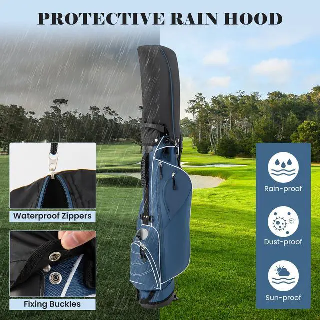 Alt view image 6 of 7 - Golf Stand Bag, Lightweight Organized Golf Bag, Easy Carry Shoulder Bag with 4 Way Dividers and 4 Pockets for Extra Storage