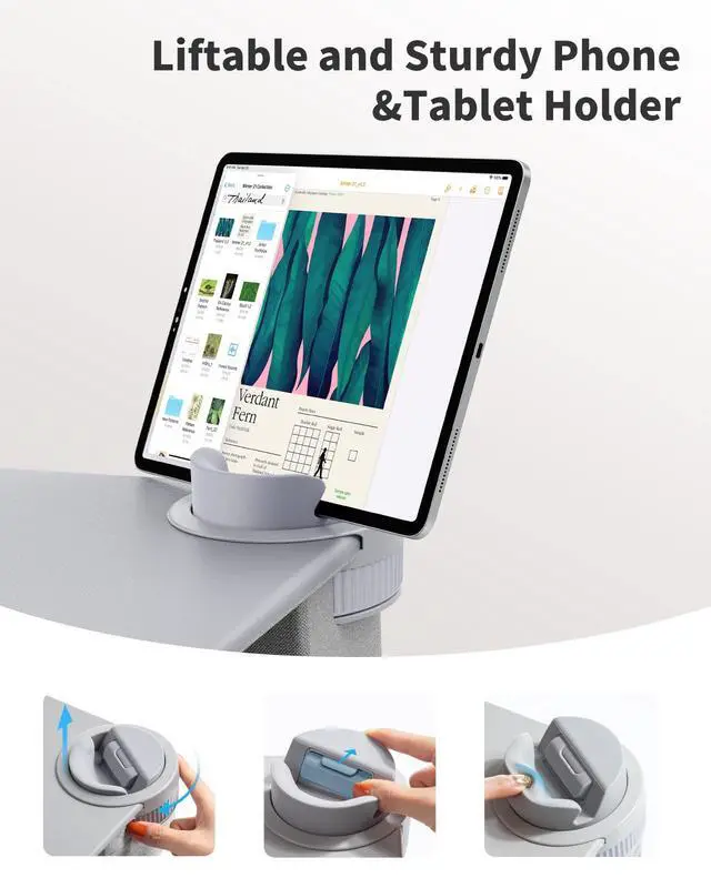 Alt view image 3 of 7 - Laptop Lap Desk for BedFits Up to 17" Laptops & MacBook,Lightweight Tray Table with Soft Leather Wrist Pad,Sturdy Phone/Tablet Holder, Laptop Stand with Cushion for Home Office/Gaming On Couch