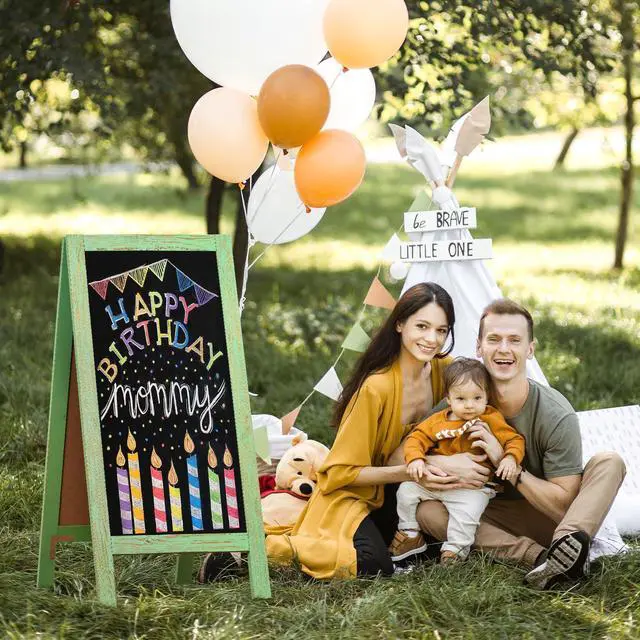 Alt view image 7 of 7 - A-Frame Chalkboard 40" x 20", Double Sided Chalk Board Sign Board Freestanding Magnetic Sandwich Board Pine Wooden Chalkboard Easel for Cafe Shop Restaurant Wedding Party, Green