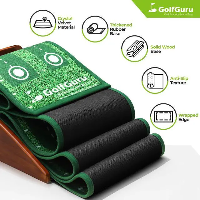 Alt view image 4 of 7 - Putting Green, 9.8ft Golf Putting Mat with Automatic Ball Return Track & Putting Mirror, Indoor Putting Greens for Home with Thickened Wrinkle-Free Crystal Velvet, Golf Accessories for Men