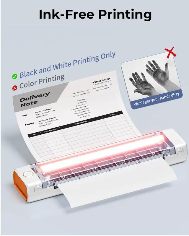 Alt view image 5 of 7 - Portable Printers Wireless for Travel, M08F Thermal Bluetooth Printer Support for 8.5"x11" US Letter, Inkless Printer Compatible with iOS, Android,White,1 Printer + 10 Sheets of Thermal Paper