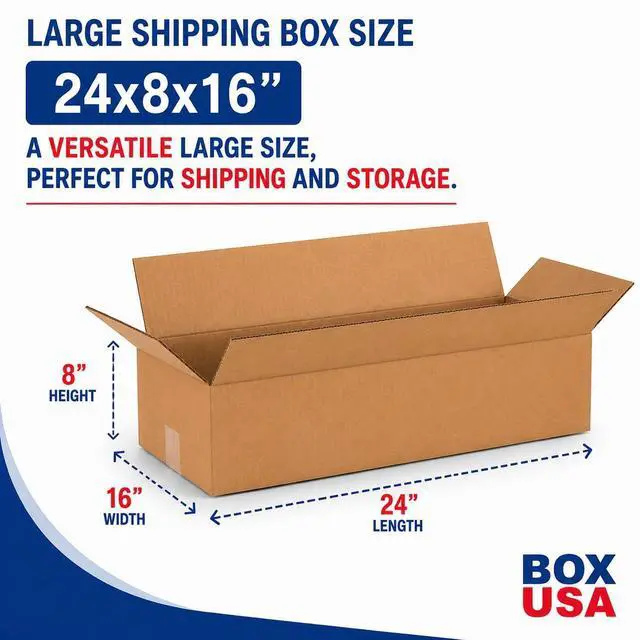 Alt view image 2 of 7 - Shipping Boxes Large 24"L x 16"W x 8"H 20-Pack - Corrugated Cardboard Box for Moving, Mailing, Packing, Packaging and Storage