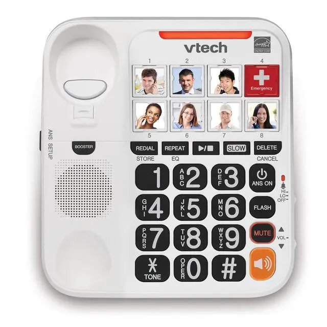 Alt view image 2 of 7 - SN1127 Amplified Corded Senior Phone with Answering Machine, 8 Photo Speed Dial, 90dB Loud Ringer, Big Buttons