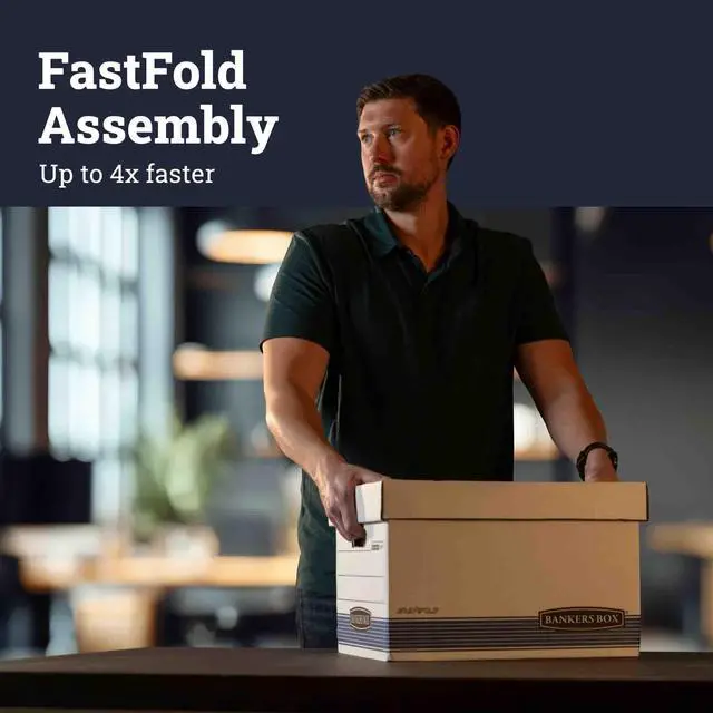 Alt view image 3 of 7 - 30-Pack Medium-Duty File Storage Boxes, Letter/Legal, FastFold | Speed through filing with FastFold setup, sturdy stacking, reinforced handles, and dependable document protection