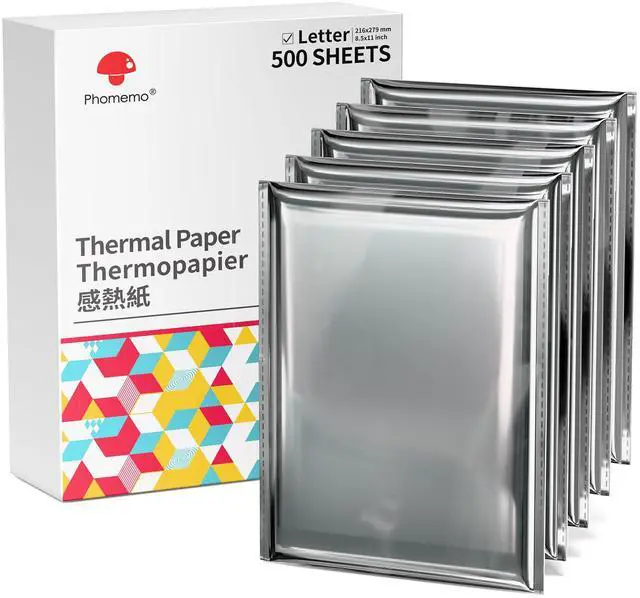 Main image of Thermal Printer Paper 8.5" x 11" Compatible with M08F-Letter, A285M, M832, M832D, M834 Inkless Portable Printer, Advanced Thermal Printing, Thermal Paper 8.5" x 11", 500 pcs