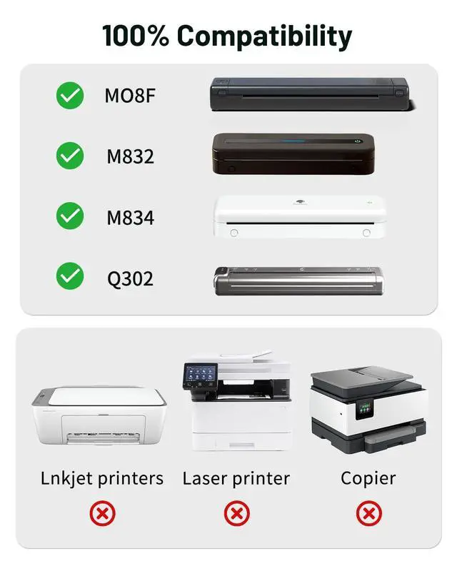 Alt view image 3 of 7 - Thermal Printer Paper 8.5" x 11" Compatible with M08F-Letter, A285M, M832, M832D, M834 Inkless Portable Printer, Advanced Thermal Printing, Thermal Paper 8.5" x 11", 500 pcs
