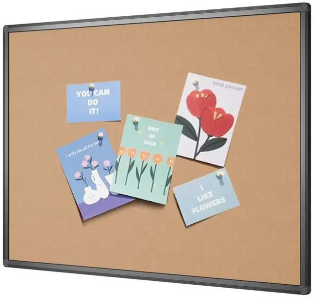 Main image of Cork Notice Board, 48 X 36 Inches, Cork Bulletin Board with Black Aluminium Frame