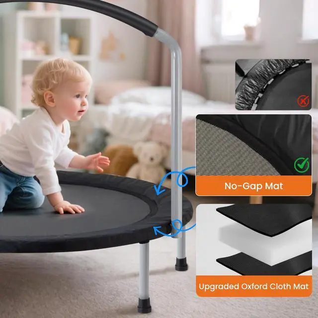 Alt view image 4 of 7 - 36inch Elastic Band Big Handle Toddler Trampoline for Kids Ages 2-6 Indoor Outdoor Mini Trampoline with Safety Padded Cover Fun for Kids