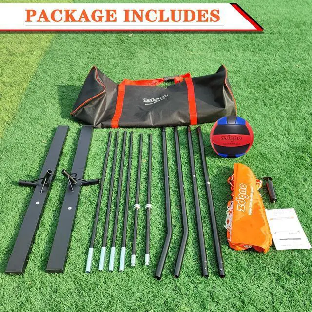 Alt view image 5 of 7 - 12FT/18FT Portable Volleyball Net with Height Adjustable Poles System | Indoor & Outdoor Freestanding Practice Net, PU Volleyball, Carry Bag for Backyard, Beach, All Ages Training, Hitting