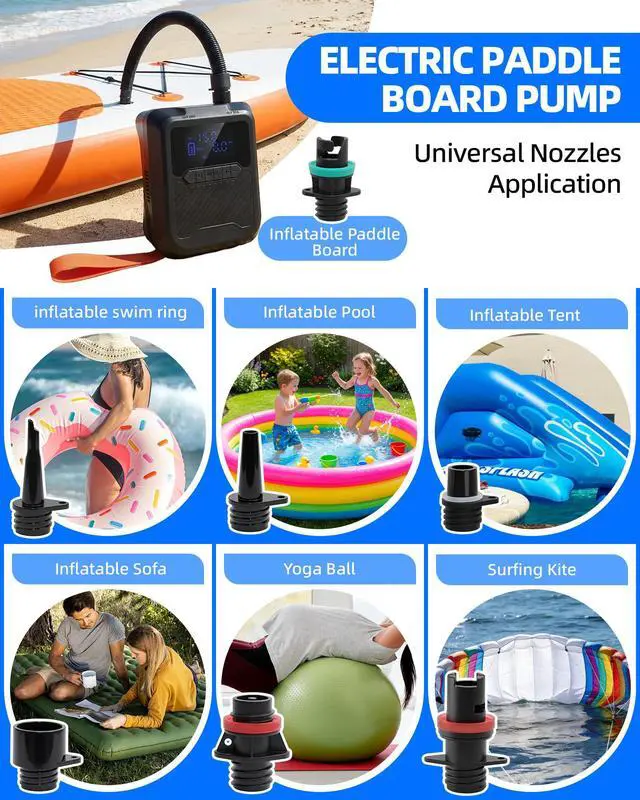 Alt view image 7 of 7 - Electric Paddle Board Pump Portable, 20PSI High Pressure SUP Air Pump with Intelligent Dual Stage Inflation, Deflation & Auto-Off Function, Rechargeable Battery & 120W 12V DC Inflator for Kayak Boat