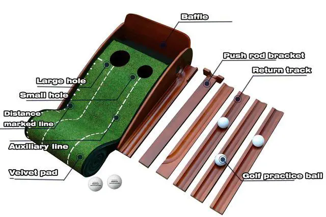 Alt view image 4 of 6 - GimYaa Golf Putting mat Green Indoor and Outdoor with Auto Ball Return,Game Practice Golf Gifts for Home, Office, Backyard Indoor Golf and Outdoor Use, Crystal Velvet Mat