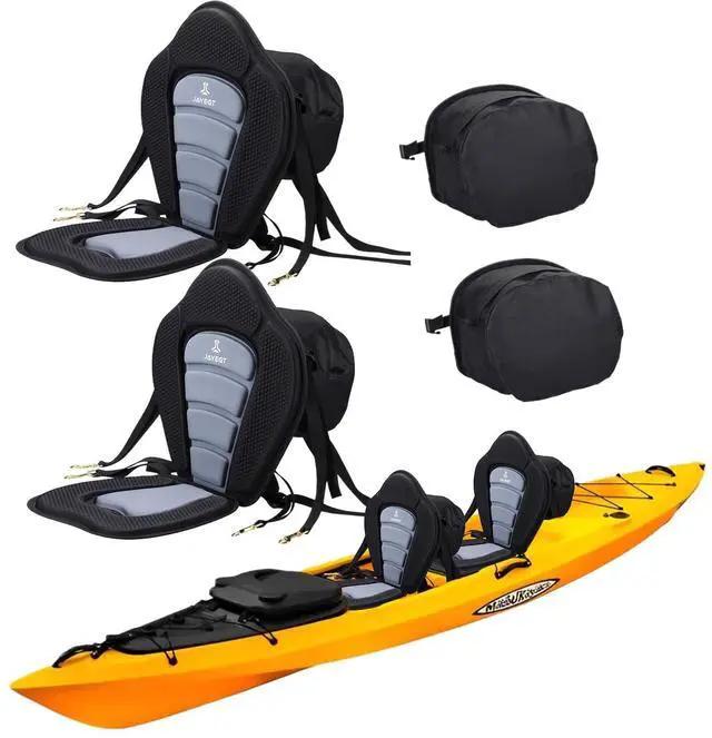 Alt view image 2 of 7 - Kayak Seat Deluxe Padded Back Canoe Seat with Back Support SUP Paddle Board Seats Fishing Seat for Universal Sit with Detachable Storage Bag and 4 Adjustable Straps