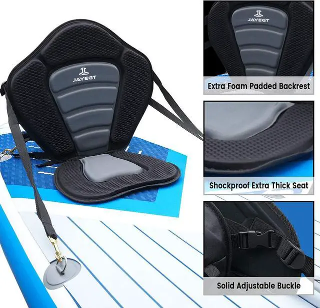 Alt view image 4 of 7 - Kayak Seat Deluxe Padded Back Canoe Seat with Back Support SUP Paddle Board Seats Fishing Seat for Universal Sit with Detachable Storage Bag and 4 Adjustable Straps