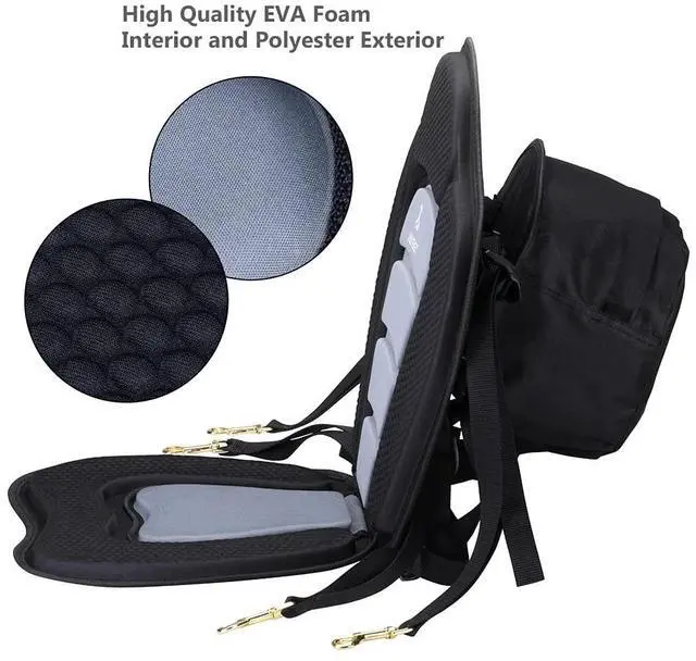 Alt view image 6 of 7 - Kayak Seat Deluxe Padded Back Canoe Seat with Back Support SUP Paddle Board Seats Fishing Seat for Universal Sit with Detachable Storage Bag and 4 Adjustable Straps