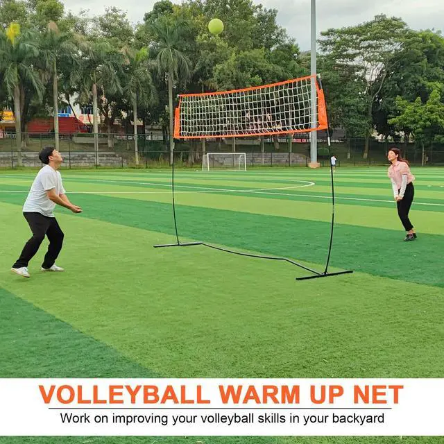 Alt view image 6 of 7 - 12FT/18FT Portable Volleyball Net with Height Adjustable Poles System | Indoor & Outdoor Freestanding Practice Net, PU Volleyball, Carry Bag for Backyard, Beach, All Ages Training, Hitting