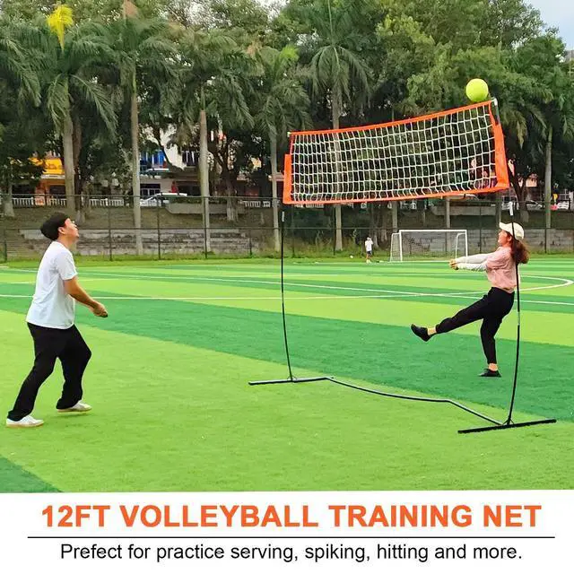 Alt view image 7 of 7 - 12FT/18FT Portable Volleyball Net with Height Adjustable Poles System | Indoor & Outdoor Freestanding Practice Net, PU Volleyball, Carry Bag for Backyard, Beach, All Ages Training, Hitting