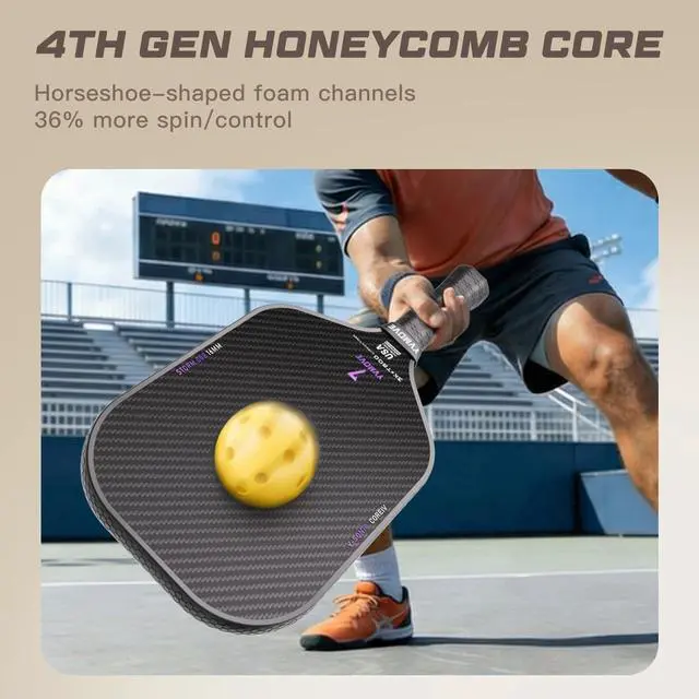 Alt view image 5 of 7 - USAPA Approved Pickleball Paddle 6-Layer T800 Carbon Fiber 16mm Thermoformed Pickleball Racket with High Spin & Extended Grip, Professional Pickleball Paddle for Control and Power