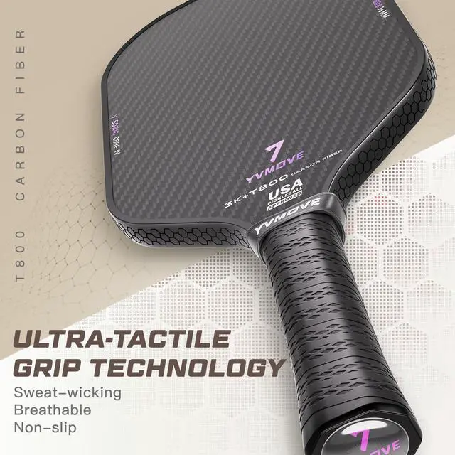 Alt view image 7 of 7 - USAPA Approved Pickleball Paddle 6-Layer T800 Carbon Fiber 16mm Thermoformed Pickleball Racket with High Spin & Extended Grip, Professional Pickleball Paddle for Control and Power