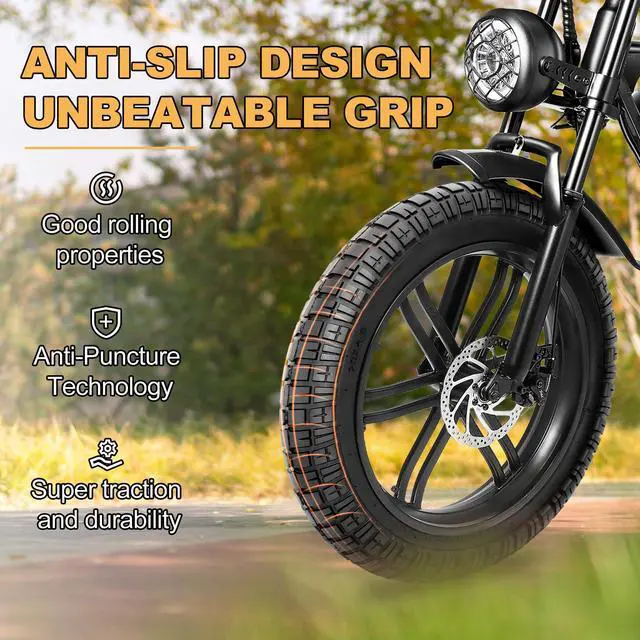 Alt view image 2 of 7 - Ebike Fat Replacement Tire: 20x4.0/20x4.5/20x5.0/26x4.0 Inch Heavy Duty Wear-Resistant Folding Electric Fat Tires, All-Terrain High-Density Bicycle Tires for Street & Trail Riding