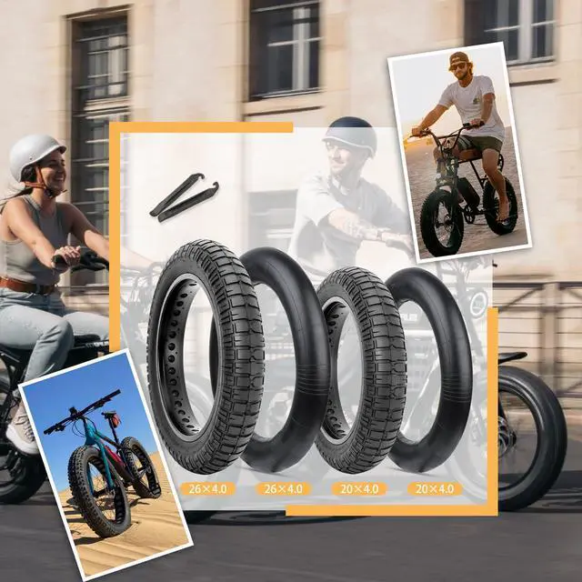 Alt view image 6 of 7 - Ebike Fat Replacement Tire: 20x4.0/20x4.5/20x5.0/26x4.0 Inch Heavy Duty Wear-Resistant Folding Electric Fat Tires, All-Terrain High-Density Bicycle Tires for Street & Trail Riding