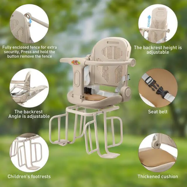 Alt view image 4 of 7 - Kid's Bike seat Rear Child Carrier Bike Chair for Bicycle Kids seat for Children 2~4 Years,Weight 55 lbs