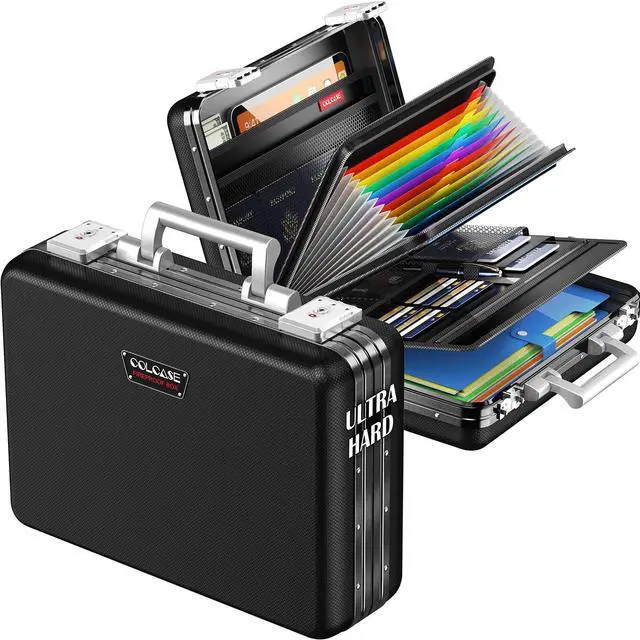 Main image of Fireproof Document Box, Ultra Hard Metal Frame Fireproof Safe Box | Aluminum Alloy Frame Zipperless All-Around Fireproof Document Organizer with TSA Lock Black