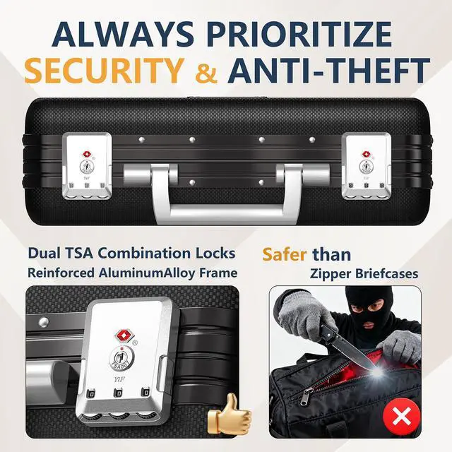 Alt view image 4 of 6 - Fireproof Document Box, Ultra Hard Metal Frame Fireproof Safe Box | Aluminum Alloy Frame Zipperless All-Around Fireproof Document Organizer with TSA Lock Black