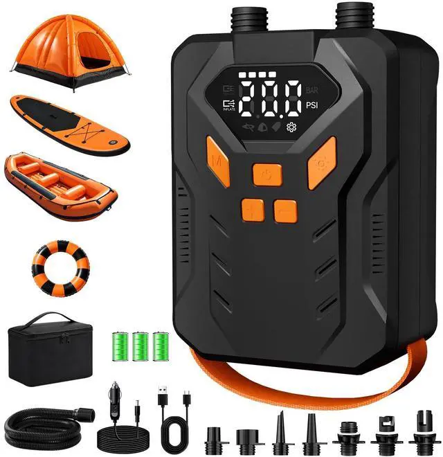 Main image of Electric Paddle Board Pump, High Pressure 20 PSI Rechargeable SUP Pump with Intelligent Dual-Stage Inflation & Deflation, Auto-Off for Surfing Kites, Tents, Boats and Stand Up Paddle Boards