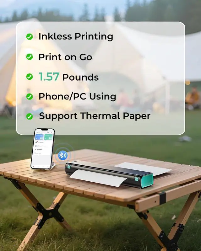 Alt view image 6 of 7 - Portable Printers Wireless for Travel, M08F Thermal Bluetooth Printer Support for 8.5"x11" US Letter, Small Inkless Printer Compatible with iOS, Android, Laptop for Car, Office, Home