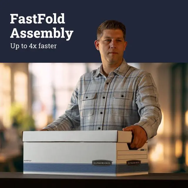 Alt view image 4 of 7 - 12-Pack Medium-Duty File Storage Boxes, 24in Letter, FastFold | Speed through filing with FastFold setup, sturdy stacking, reinforced handles, and dependable document protection