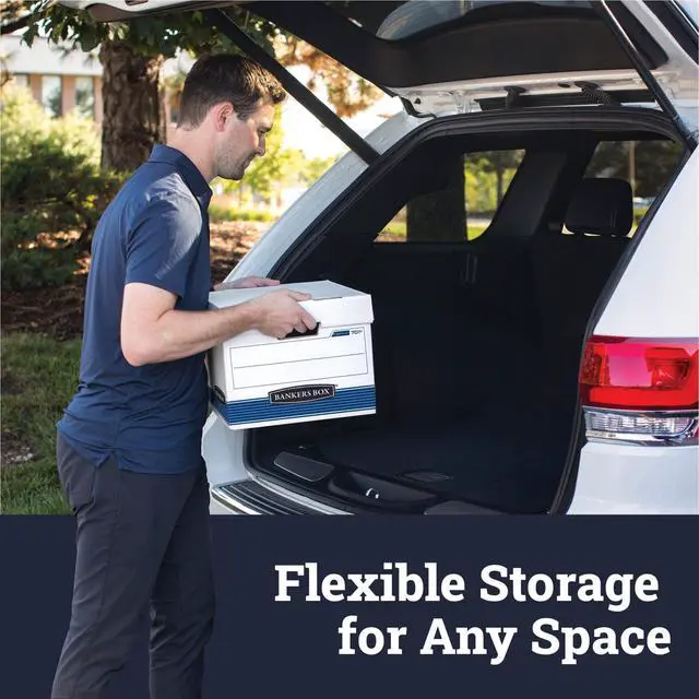 Alt view image 7 of 7 - 12-Pack Medium-Duty File Storage Boxes, 24in Letter, FastFold | Speed through filing with FastFold setup, sturdy stacking, reinforced handles, and dependable document protection