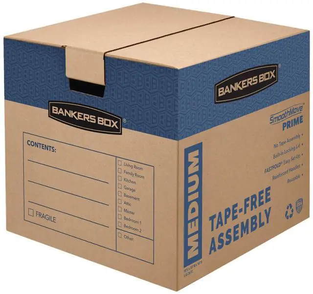 Main image of 8-Pack Medium Prime HD Moving Boxes with Reinforced Handles | Upgrade moving day with Prime boxes featuring attached lids, strong handles, and fast setup