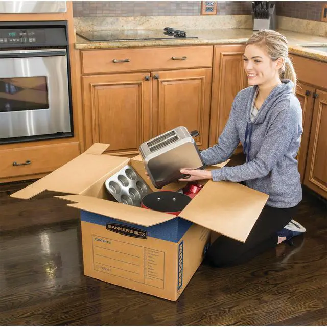 Alt view image 3 of 7 - 8-Pack Medium Prime HD Moving Boxes with Reinforced Handles | Upgrade moving day with Prime boxes featuring attached lids, strong handles, and fast setup