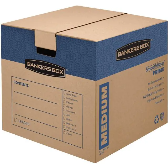 Alt view image 6 of 7 - 8-Pack Medium Prime HD Moving Boxes with Reinforced Handles | Upgrade moving day with Prime boxes featuring attached lids, strong handles, and fast setup