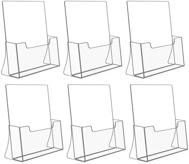 Main image of 6 Pack Acrylic Brochure Holder 8.5 x 11 inches, Clear Acrylic Literature Holder Plastic Flyer Display Stand, Acrylic Countertop Organizer for Magazine, Pamphlet, Booklets, Menu, Journals