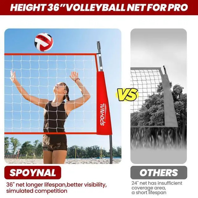Alt view image 4 of 7 - 12/20 FT Portable Volleyball Net, Freestanding, Adjustable Height | Sets up in 5-10 minutes; includes PU volleyball, pump and carry bag for backyard, beach, gym, garage and indoor/outdoor play