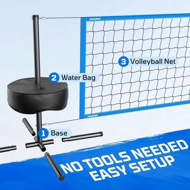 Alt view image 7 of 7 - LED Pool Volleyball Net Set, 15-32ft Adjustable Volleyball Net for Pool with Heavy Duty Base, Pool Volleyball Set for Inground Pools, Pool Toys & Pool Games for Kids & Adults, 2 Balls
