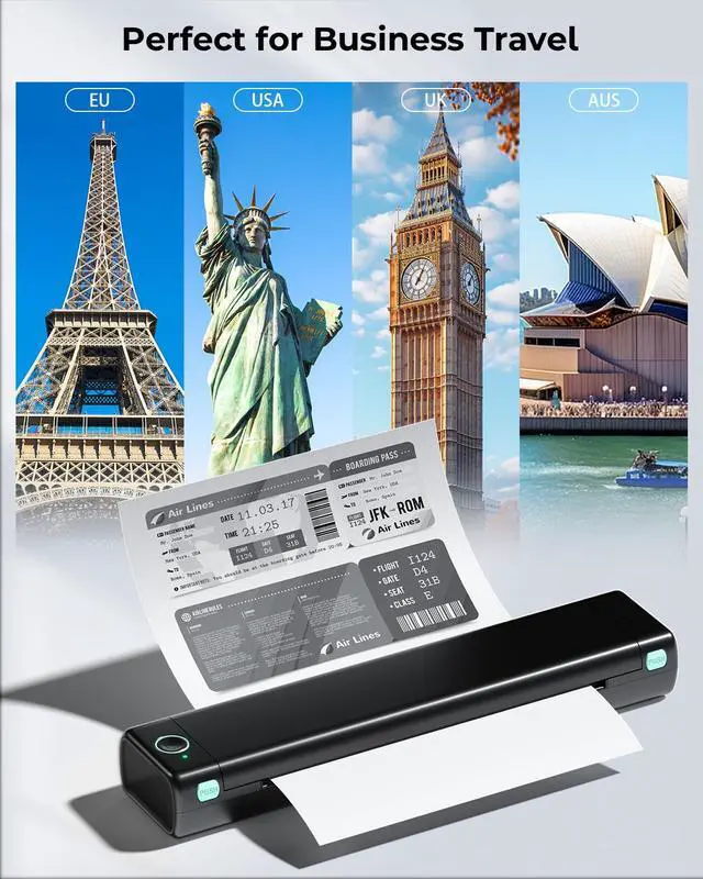 Alt view image 2 of 7 - Portable Printers Wireless for Travel, M08F Thermal Bluetooth Printer Support for 8.5"x11" US Letter, Small Inkless Printer Compatible with iOS, Android, Laptop for Car, Office, Home