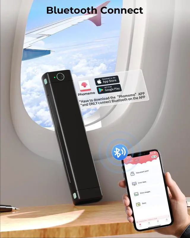 Alt view image 3 of 7 - Portable Printers Wireless for Travel, M08F Thermal Bluetooth Printer Support for 8.5"x11" US Letter, Small Inkless Printer Compatible with iOS, Android, Laptop for Car, Office, Home
