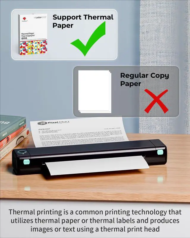 Alt view image 5 of 7 - Portable Printers Wireless for Travel, M08F Thermal Bluetooth Printer Support for 8.5"x11" US Letter, Small Inkless Printer Compatible with iOS, Android, Laptop for Car, Office, Home